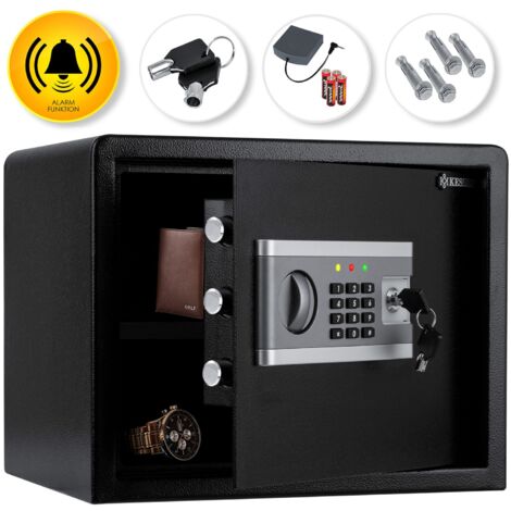 KESSER® Caja fuerte eléctrica  Incl. caja de baterías  Caja fuerte electrónica  3x cerradura doble  Caja fuerte de suelo  Caja fuerte para muebles  Iluminación interior  L