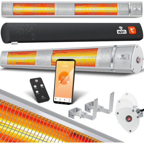 KESSER® Calentador radiante infrarrojo 3000 W Calentador de patio IR gastro bar incl. cubierta protectora de cuarzo Calentador radiante infrarrojo Calentador de patio Calentador radiante envolvedora C