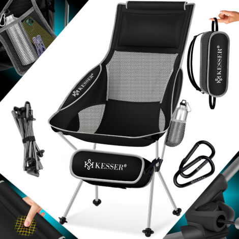 KESSER® Chaise de camping pliable rabattable avec grand dossier | Chaise de pêche transportable | Chaise de camping | Chaise pliante jusqu’à 120 kg | Chaise de plage | Chaise de pêche | Tabouret pliant avec porte-boisson Chaise d’extérieur, kaki