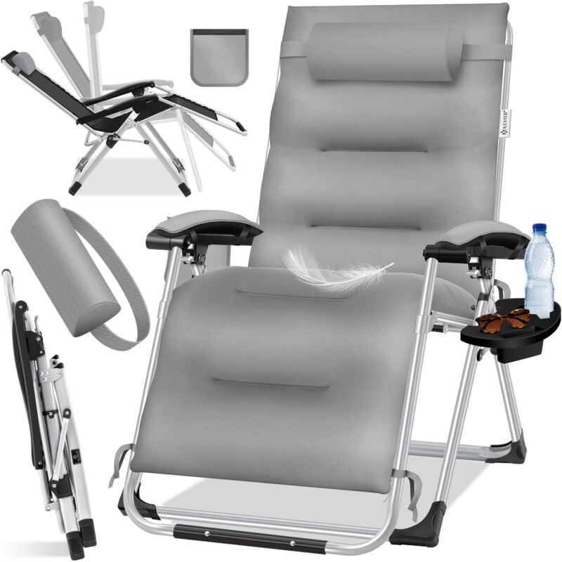 Kesser - Chaise longue de jardin, résistante aux intempéries, charge maximale 200kg, dossier réglable avec coussin pour la nuque, porte-boisson et