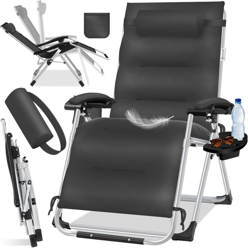 Kesser - Tumbona, tumbona de jardín y resistente a la intemperie, capacidad de carga 200 kg, respaldo regulable incl. cojín cervical, portavasos y