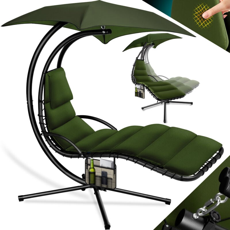 Chaise longue flottante avec parasol Chaise longue suspendue Chaise longue H200 L194 L100 cm Chaise longue de relaxation Chaise longue à bascule