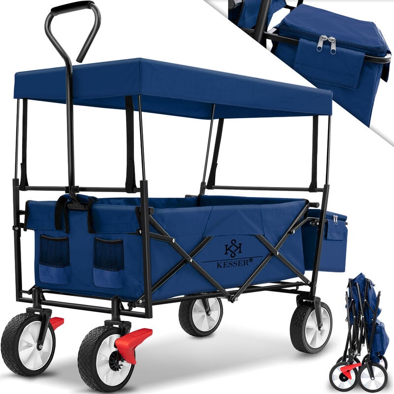 Chariot à bras pliable avec toit Chariot de transport pour appareils Bleu/navy - Kesser