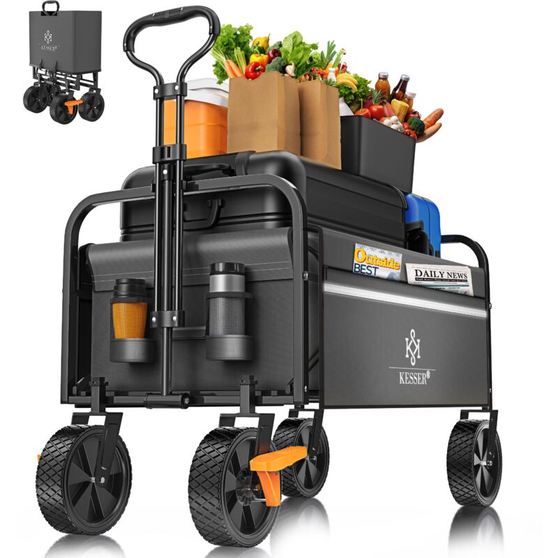 Bollerwagen pliable Chariot à main Chariot de transport Chariot pour appareils incl. 2 poches filet & Cover pliable pneus pvc capacité de charge