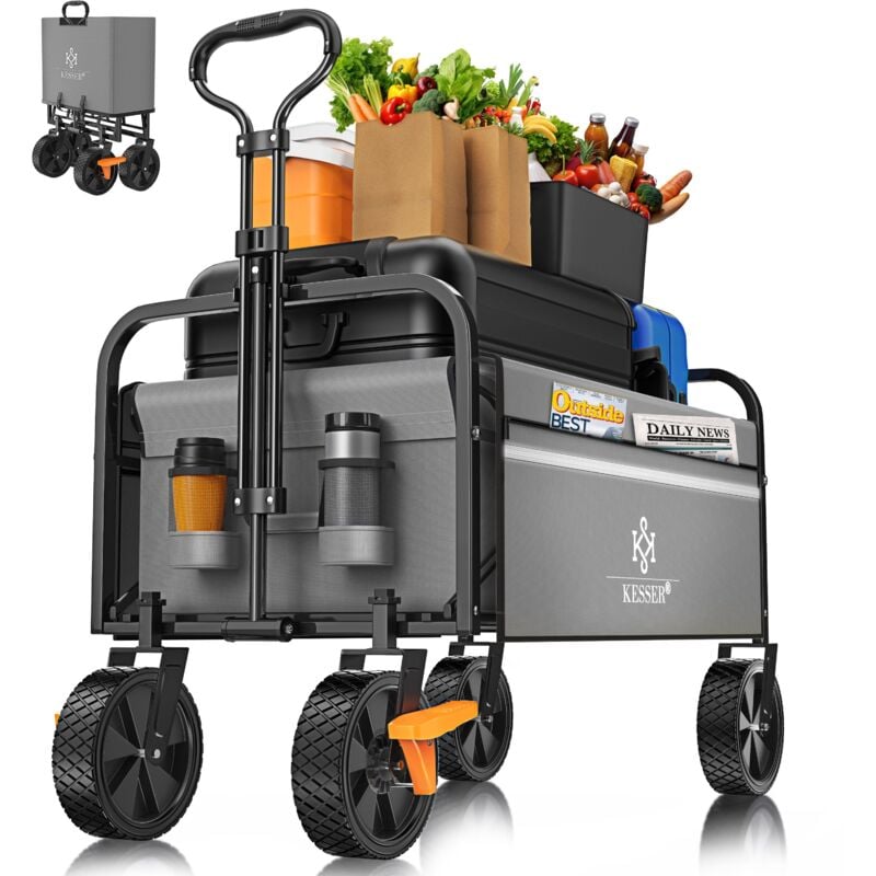 Bollerwagen pliable Chariot à main Chariot de transport Chariot pour appareils incl. 2 poches filet & Cover pliable pneus pvc jusqu'à 80 kg de