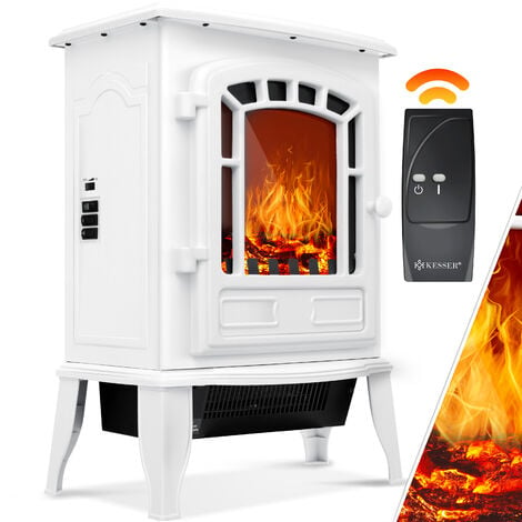 KESSER® Chimenea Eléctrica con Ventilador y Mando a Distancia 2000W Chimenea Eléctrica Calentador Eléctrico LED Chimenea Estufa de Efecto Fuego Estufa de Efecto Llama Blanco