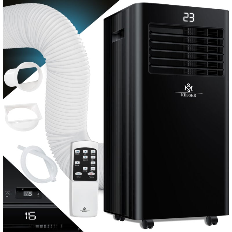 Kesser - Climatiseur Climatiseur mobile 4en1 refroidir déshumidifier ventiler ventilateur - 7000 BTU/h 2000 w 2.3KW / 9000 btu - Mobil Klima Noir /