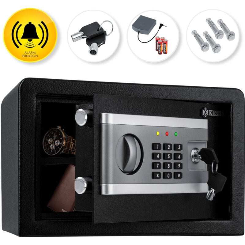 KESSER® Coffre-fort électrique Boîte à piles incluse Coffre-fort électronique 3x double boulons de verrouillage Coffre-fort mural au sol Coffre-fort