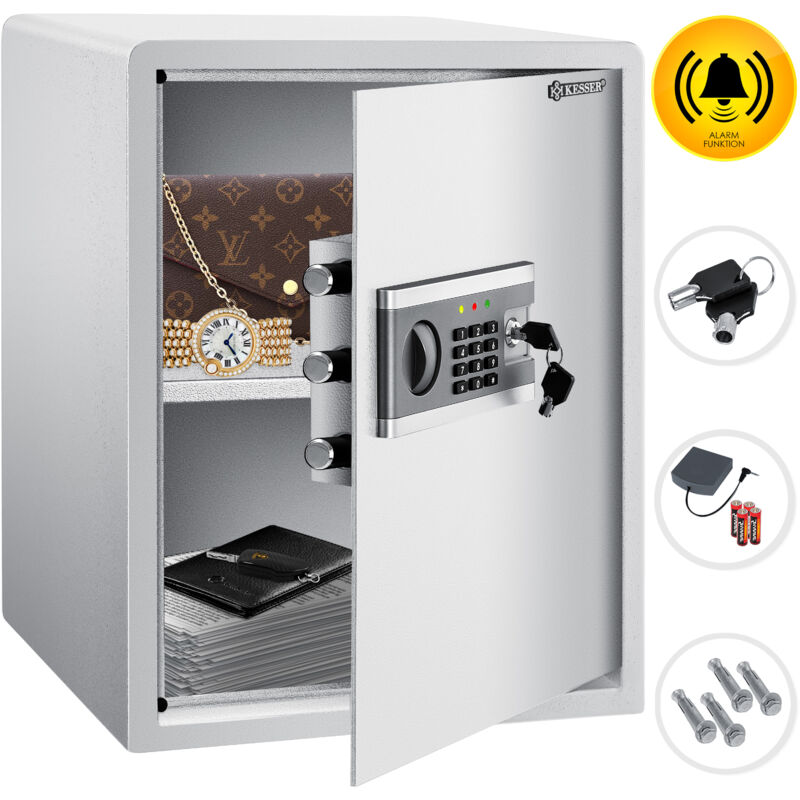 KESSER® Coffre-fort électrique Boîte à piles incluse Coffre-fort électronique 3x double boulons de verrouillage Coffre-fort mural au sol Coffre-fort