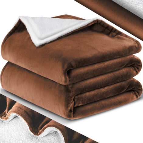 KESSER® Coperta coccolosa Fluffy Sherpa Extra Soft & Warm Flannel fleece blanket wrinkle resistant/anti-discolouring as couch blanket Coperta da divano 130 x 150 cm / Dark brown