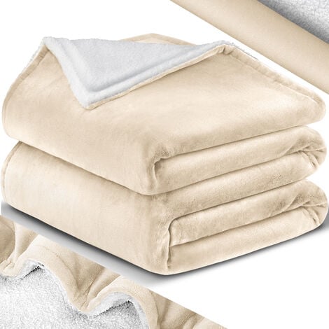 KESSER® Coperta Morbida Sherpa Extra Soffice e Calda Coperta in Flanella in  Pile, Resistente alle Pieghe/Anti-sbiancamento come Coperta da Divano,  Coperta per Divano o Copriletto per Letto. Beige, 150