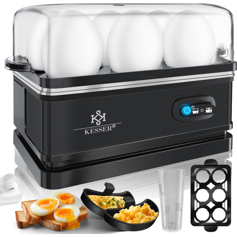 Kesser - Cuit-œufs électrique pour 1 à 6 œufs en acier inoxydable 400W & fonction maintien au chaud Interrupteur de fonction Lavable en