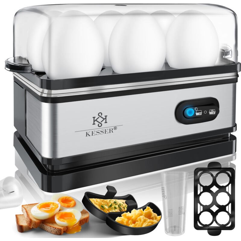 Kesser - Cuit-œufs électrique pour 1 à 6 œufs en acier inoxydable 400W & fonction maintien au chaud Interrupteur de fonction Lavable en
