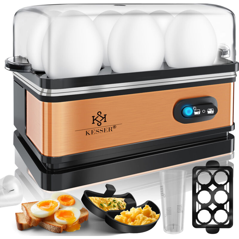 Kesser - Cuit-œufs électrique pour 1 à 6 œufs en acier inoxydable 400W & fonction maintien au chaud Interrupteur de fonction Lavable en