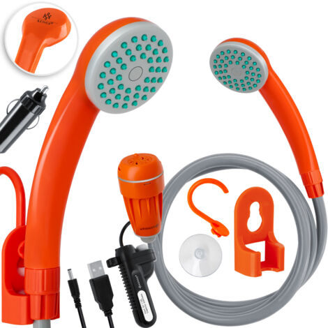KESSER® Douche de camping avec batterie | Pompe immergée | Pommeau de douche | Batterie au Lithium de 2200 mAh, câble de chargement USB, pour camping, jardin, voiture, extérieur, douche pour chien, nettoyage de voiture , Pompe de 12 V