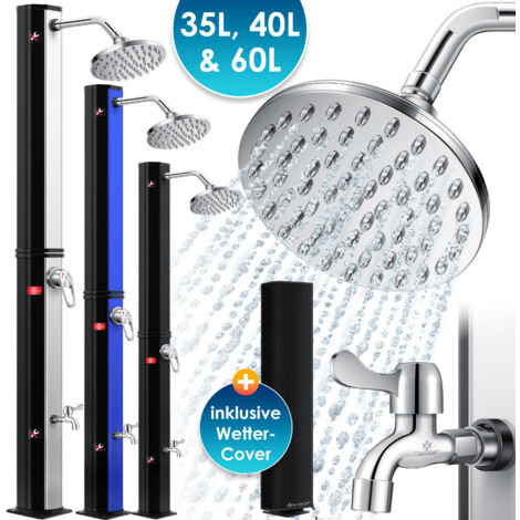 KESSER® douche solaire douche solaire de jardin 40 litres eau chaude Maximum 60°C Housse de protection fournie Sans raccordement électrique Douche de piscine et camping Pommeau de douche effet