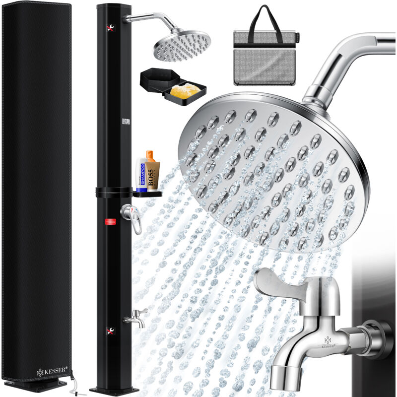 Kesser - Ducha Solar 40- 60 Litros Ducha Solar Para Jardín Agua Caliente Máx. 60°C Incl. Plato De Ducha Metálico Y Cubierta Protectora Ducha Para