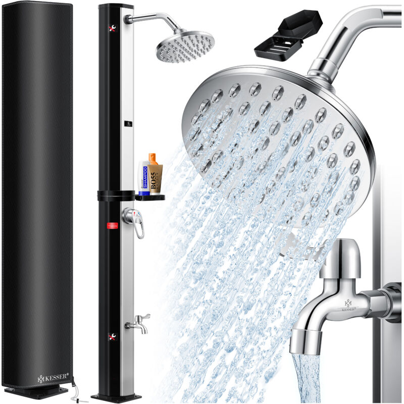 Kesser - Ducha Solar 40- 60 Litros Ducha Solar Para Jardín Agua Caliente Máx. 60°C Incl. Plato De Ducha Metálico Y Cubierta Protectora Ducha Para