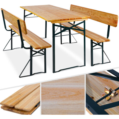 KESSER® Ensemble table et bancs de brasserie avec dossier & large table 170x70 cm | Ensemble de meubles de jardin, 3 pièces | Pliable 2X Bancs de brasserie avec dossier 1x Table de brasserie, Ensemble de tente à bière en 3 parties avec dossier