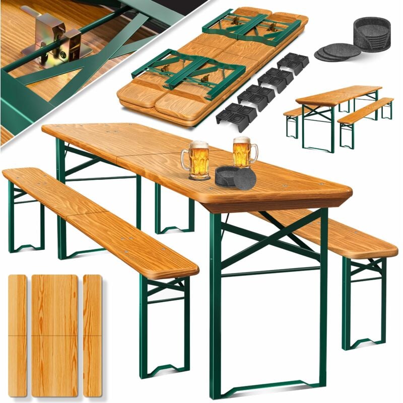 Kesser - Garniture de tente à bière 3 pièces Set de meubles de jardin Pliable 170 x 46 x 75cm 2X bancs de bière 1x table de bière Garniture de tente