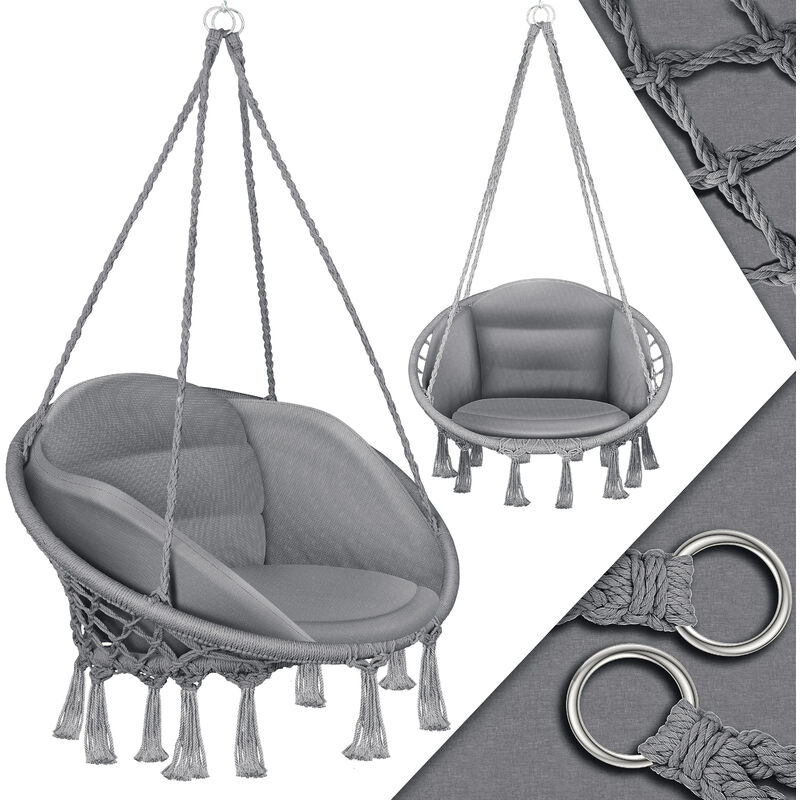 Kesser - Chaise suspendue avec coussin - Chill Chaise suspendue à suspendre pour adultes & enfants Hamac jusqu'à 150 kg Suspension siège suspendu