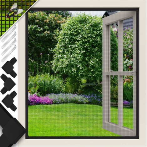 KESSER® Fliegenschutzgitter für Fenster mit Aluminium Rahmen Fliegengitter Fliegenschutz Insektenschutz    mückengitter    moskitonetz    Spannrahmen    Anthrazit /  120 x 140 cm