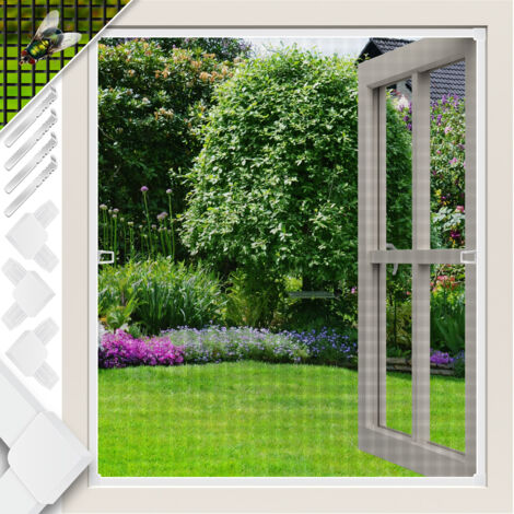 KESSER® Fliegenschutzgitter für Fenster mit Aluminium Rahmen Fliegengitter Fliegenschutz Insektenschutz mückengitter moskitonetz Spannrahmen Weiß / 100 x 120 cm