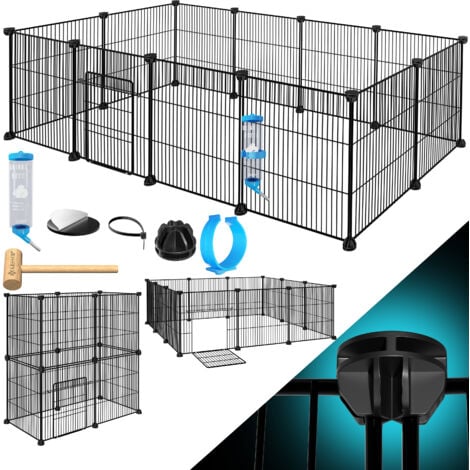 KESSER® Freigehege Gittergehege für Kaninchen aus Metallgitter XXL inkl. Tür Kleintiergehege Meerschweinchen Gehege Freilauf   Kleintierkäfig Laufgitter   Schwarz / Einzeln