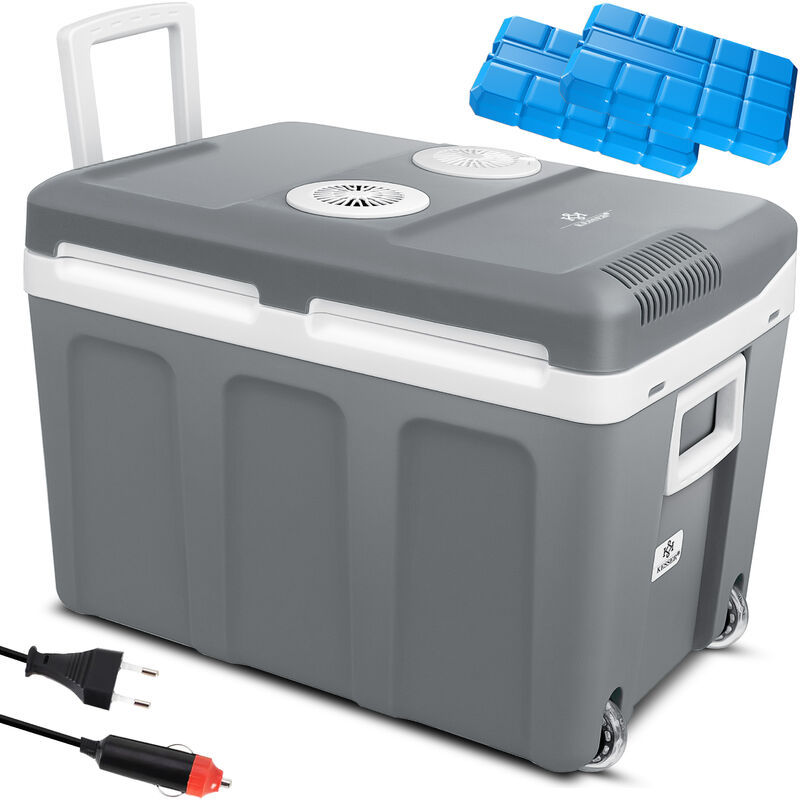 Image of 40L cool box con rotelle per mantenere caldo e freddo cool box termoelettrico 12 volt e 230 volt mini frigo termobox per auto 40L / Grigio - Kesser