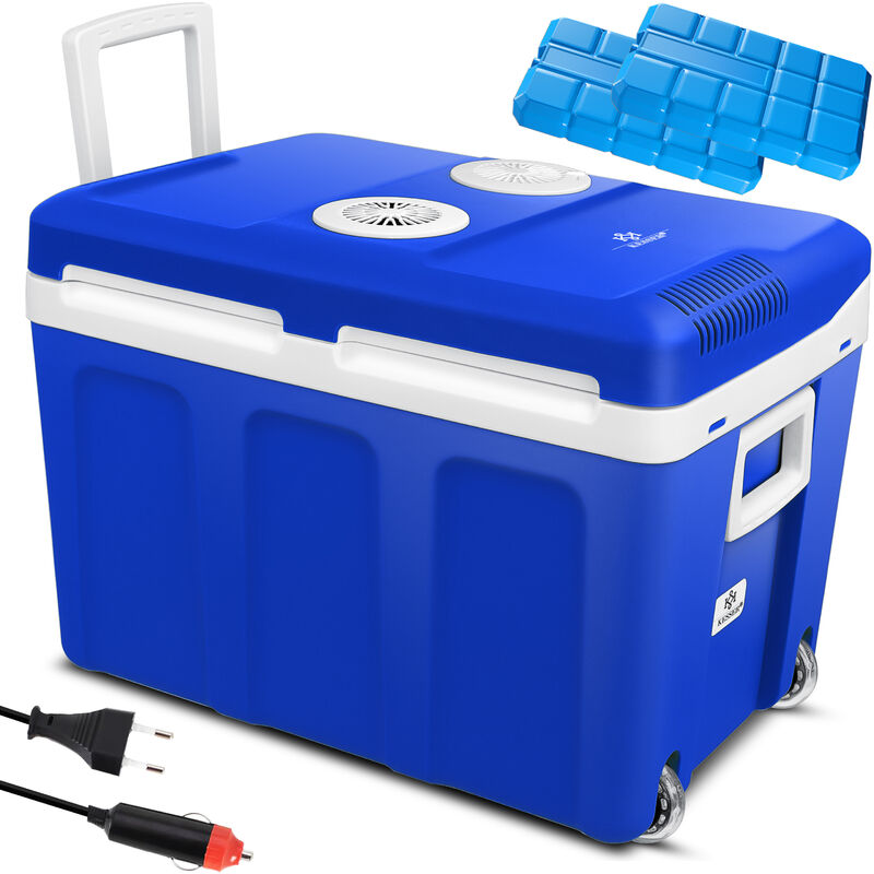 Image of 40L cool box con ruote per mantenere caldo e fresco cool box termoelettrico 12 volt e 230 volt mini frigo termobox per auto 40L / blu - Kesser