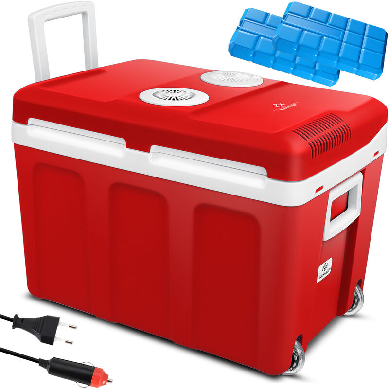 Image of Kesser - 40L cool box con rotelle per mantenere caldo e fresco cool box termoelettrico 12 volt e 230 volt mini frigo termobox per auto 40L / Rosso
