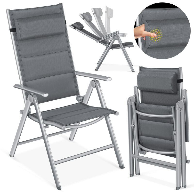 KYNAST Klappstuhl grau schwarz Textilene Camping Garten Sessel klappbar Stuhl 