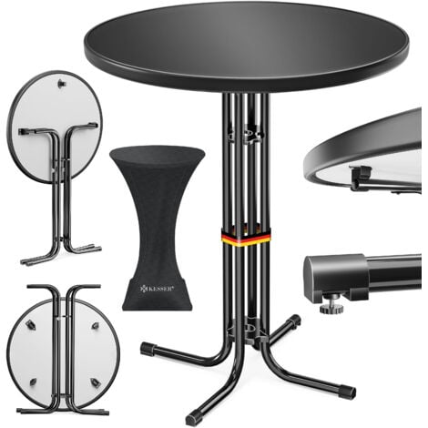 KESSER® Gastro Stehtisch klappbar - Gastronomie Bistrotisch rund - Wetterbeständiger Klapptisch Gartentisch - Runder Partytisch - Hitzebeständig   Schwarz / Ø 70 cm / 1er Set