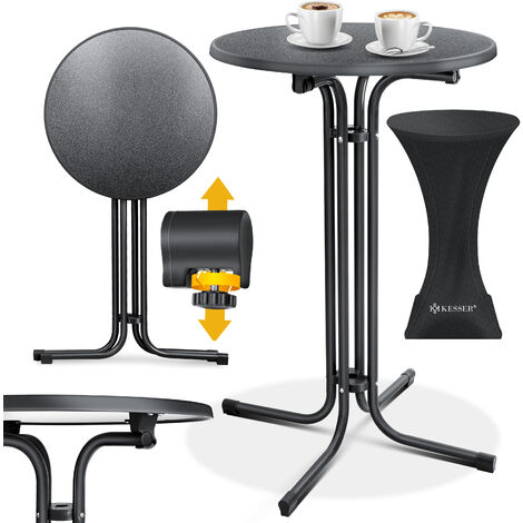 KESSER® Gastro Stehtisch klappbar - Gastronomie Bistrotisch rund - Wetterbeständiger Klapptisch Gartentisch - Runder Partytisch - Hitzebeständig - Stabil und sicher, Schwarz, Ø 80 cm