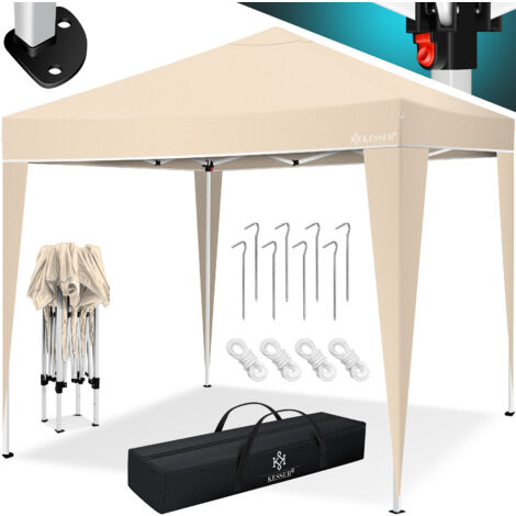 KESSER® Gazebo 3x3m  impermeabile  inclusa borsa  sistema pop-up a scatto  protezione UV 50+  gazebo pieghevole  tenda da giardino  tenda per feste  montanti in metallo  beige