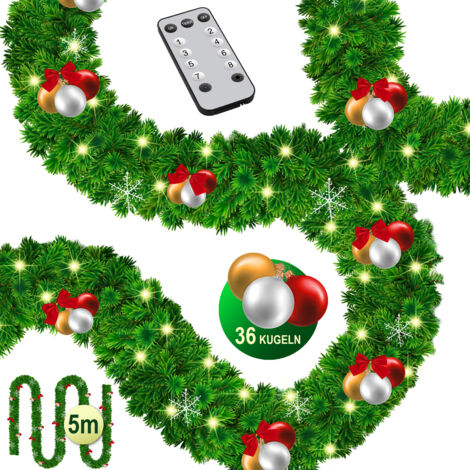 KESSER® Ghirlanda natalizia con illuminazione 100 LED - Illuminazione natalizia - In & Outdoor - Decorazione natalizia ghirlanda di abete  5m / 100 LED incl. telecomando