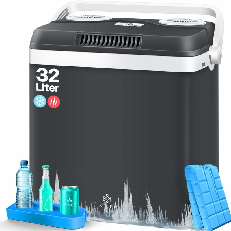 Glacière 32 l 12V Prise 230V Mini-réfrigérateur Glacière thermoélectrique 32 litres Anthracite - Kesser