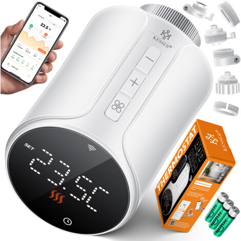 KESSER® Heizkörperthermostat WiFi Heizungsregler  Heizungsthermostat WLAN mit Smart Home App Steuerung  Alexa, Google Assistant mit 6 Heizkörperventilen  Energie & Kosten sparen