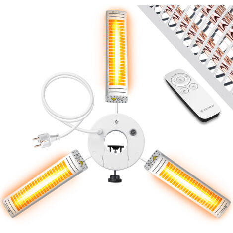 KESSER® Heizstrahler Infrarot 3000W für Terrasse Gastro- & Sonnenschirm Quarzstrahler Outdoor Infrarotstrahler Terrassenstrahler mit Fernbedienung Silber