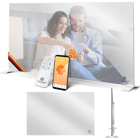KESSER® Infrarotheizung, Spiegelheizung Energiesparend 2in1 Standgerät & Wandmontage, Elektroheizung mit Erkennung Offener Fenster + Fernbedienung, App-Steuerung, 500W