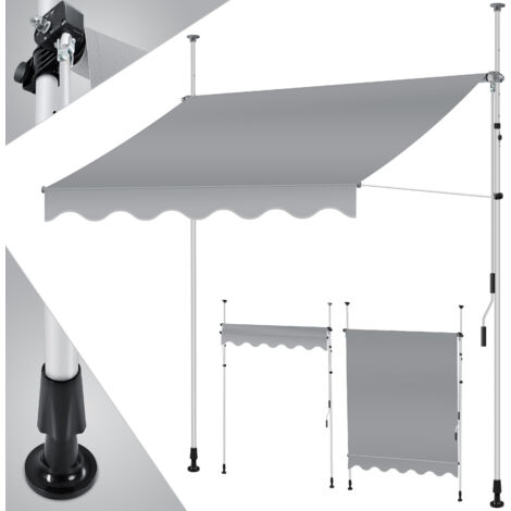 KESSER® Klemmmarkise mit Handkurbel Balkon Balkonmarkise ohne Bohren UV-beständig höhenverstellbar wasserabweisend Sonnenschutz Terrassenüberdach Grau / 350cm