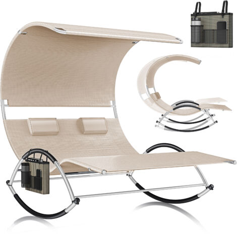 KESSER® lettino prendisole doppio lettino doppio  con tettuccio parasole  borsa cuscino  per 2 persone  lettino relax  lettino da giardino  lettino a dondolo ergonomico  beige