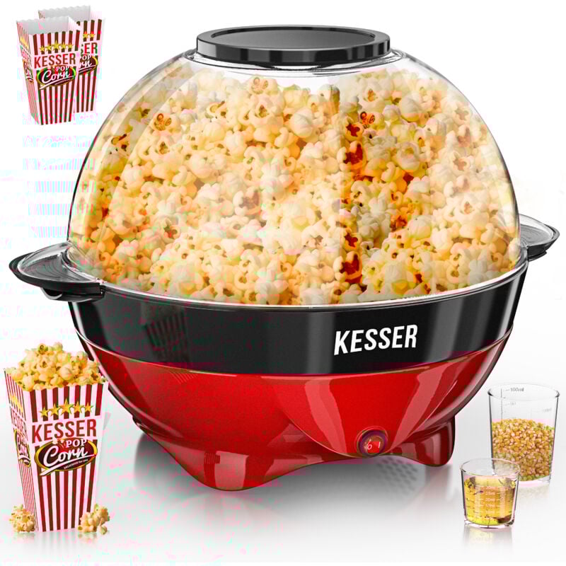 Kesser - Machine à pop-corn : Machine à pop-corn 800W - grande capacité 5,5l, revêtement antiadhésif, couvercle & bol de service, pour