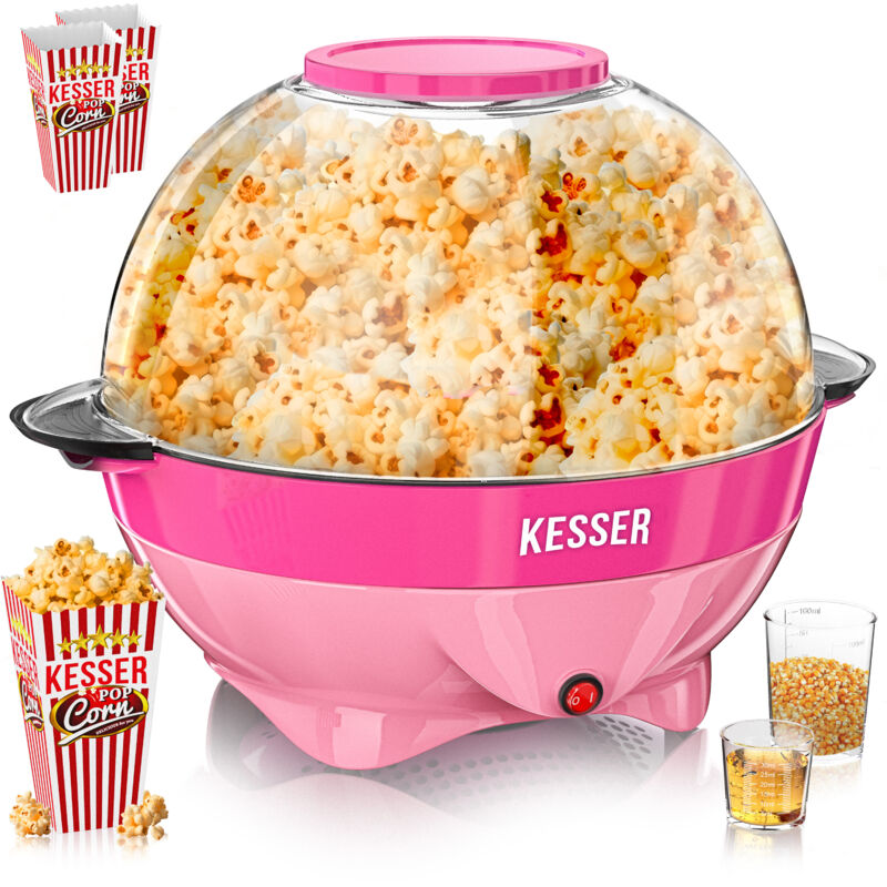 KESSER® Machine à pop-corn : Machine à pop-corn 800W - grande capacité 5,5l, revêtement antiadhésif, couvercle & bol de service, pour