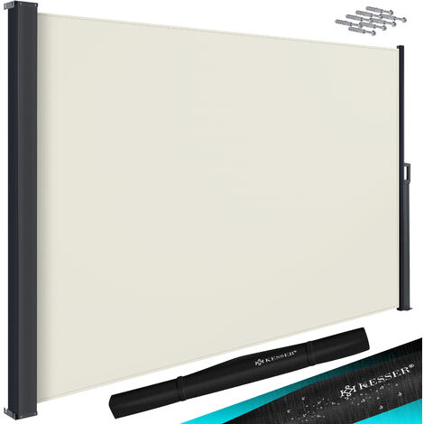 KESSER® Marquise latérale Store latéral extensible opaque Protection visuelle et coupe-vent pour jardin balcon et terrasse Volet latéral avec support mural, Beige (de), 300 x 180 cm (de)