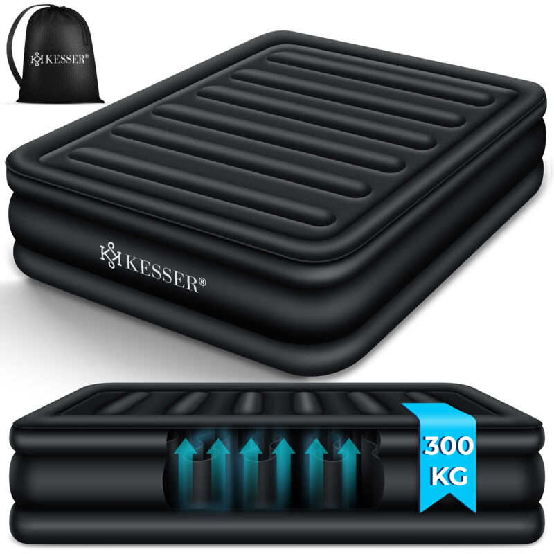 Matelas gonflable Lit gonflable avec pompe électrique intégrée Matelas gonflable surélevé intégré pour les invités de nuit avec sac de rangement Noir