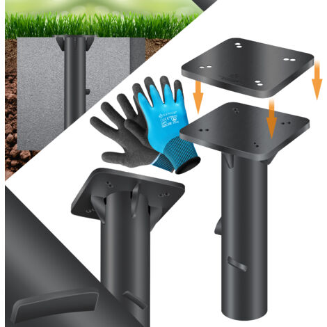 KESSER® Metall Universal Bodenplatte Sonnenschirmständer für Sonnenschirm - Ampelschirm - Kurbelschirm  Bodenanker   Inkl. Handschuhe   Anthrazit