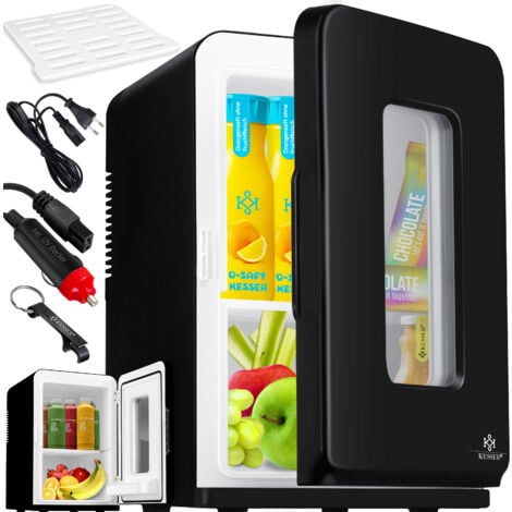 VEVOR Mini Frigo 20 L 22 Canettes de 330 mL Mini Réfrigérateur Portable 12  V DC/220 V AC Petit Frigo Cosmétique Double Mode Chaud/Froid -9 à 65 ℃ pour  Aliments Boissons Médicaments Cosmétiques Noir