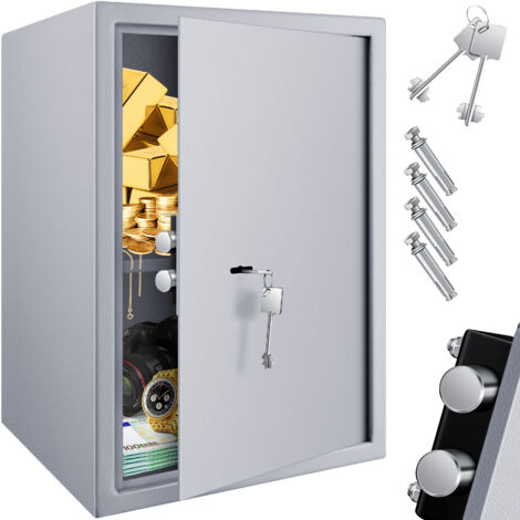 KESSER® Möbeltresor mit Doppelbartschloss Safe Tresor Geldschrank Boden-Wandtresor Wandsafe 50x35x31cm ink. 2 x Schlüssel & Befestigungsschrauben Silber