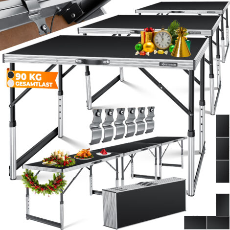 KESSER® Multifunktionstisch Profi 3- teilig 100 x 60 cm Tapeziertisch 30kg Tragkraft je Tisch Mit Ausziehfunktion Klapptisch Flohmarktisch Beistelltisch Schwarz